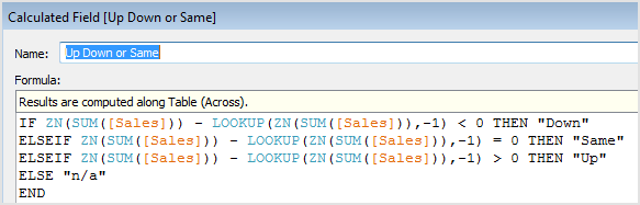up down or same calc
